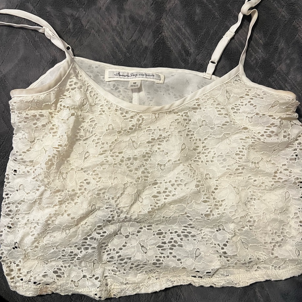 White Lacy crop top
